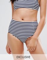 South Beach Mix & Match High Waisted Stripe Bikini Bottom