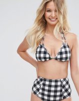 ASOS FULLER BUST Mix and Match Soft Triangle Bikini Top in Gingham DD-F