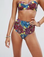 ASOS Mix and Match High Waist Bikini Bottom in Mexican Floral Print