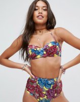 ASOS Mix and Match Longline Bandeau Bikini Top in Mexican Floral Print