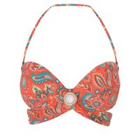 Boho bikini top bandeau wrapped Coral Paisley