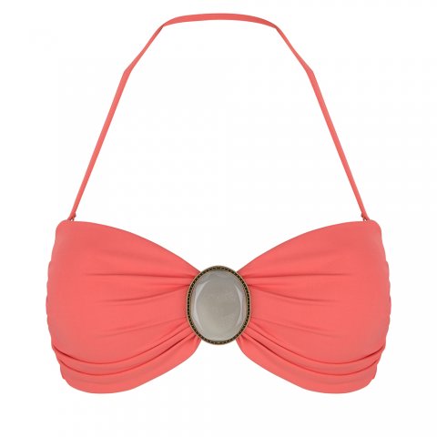 Boho bandeau bikini top Coral