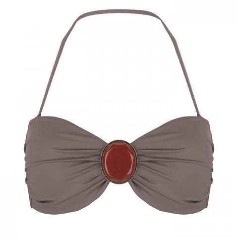 Boho bandeau bikini top Taupe