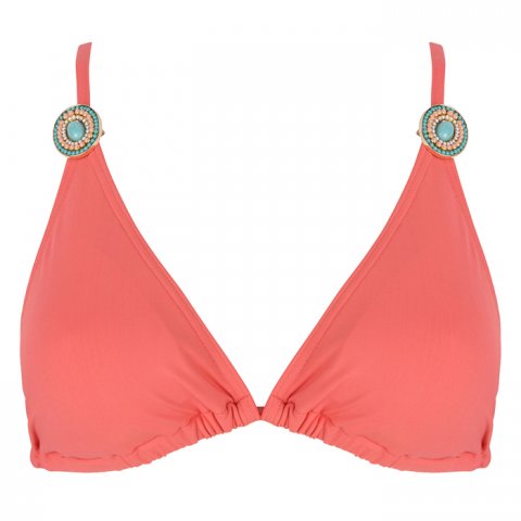 Boho triangel bikini top coral