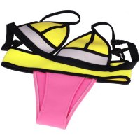 Triangel bikini Neopreen Neon Geel Roze