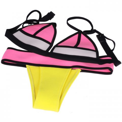 Triangel bikini Neopreen Neon Roze Geel