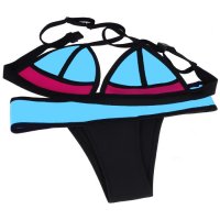 Triangel bikini Neopreen Neon Blauw Zwart