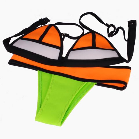 Triangel bikini Neopreen Neon Oranje Groen