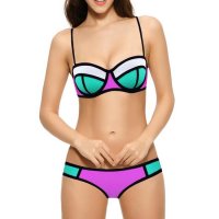 Beugel bikini Neopreen Black Lined Wit Groen Paars