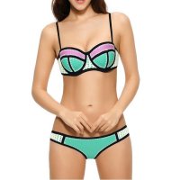 Beugel bikini Neopreen Crochet Paars Zeegroen