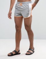 ASOS Runner Swim Shorts In Grey With Contrast Neon Binding