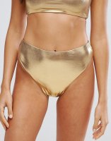 New Look Metallic High Leg Bikini Bottom