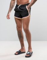 ASOS Runner Swim Shorts In Black With Triple Binding