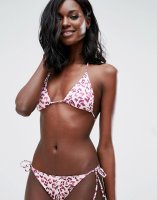 ASOS Mix and Match Micro Triangle Bikini Top in Pink Animal Print