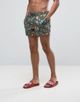 ASOS Swim Shorts With Floral Print In Short Length