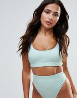 ASOS FULLER BUST Mix and Match Crop Bikini Top in Rib