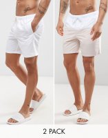 ASOS Swim Shorts 2 Pack In Pink & White In Mid Length SAVE