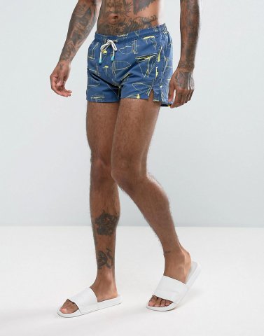 Oiler & Boiler Chevy Swim Shorts With Boat Print In Navy