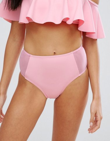 Missguided Highwaisted Bikini Brief With Mesh