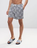 ASOS Swim Shorts With Anchor Stripe In Mid Length