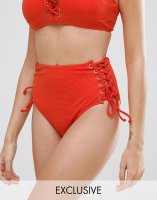 Wolf & Whistle Textured High Waist Bikini Bottom