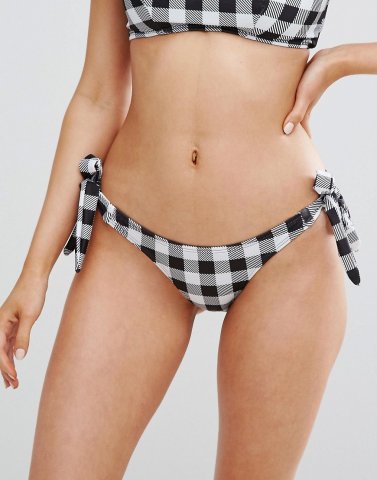 Lost Ink Gingham Tie Side Bikini Bottom