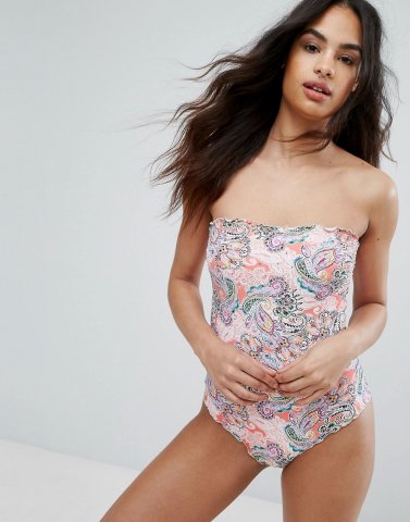 Butterfly By Matthew Williamson Paisly Print Bandeau Swimsuit