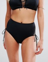 Pour Moi Lace Up High Waist Bikini Bottom