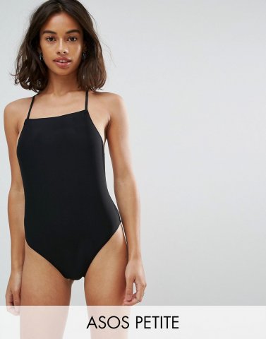 ASOS PETITE Square Neck Strap Back Swimsuit