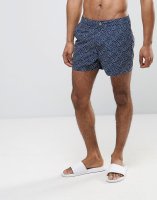 ASOS Swim Shorts With Polka Dot Print And Fixed Waistband In Short Length