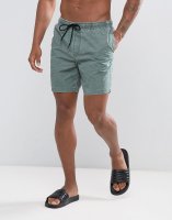 ASOS Swim Shorts In Khaki Acid Wash Mid Length