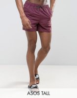 ASOS TALL Swim Shorts In Plum In Short Length