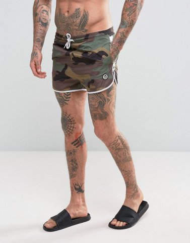 Hype Swim Shorts In Camo With Taping