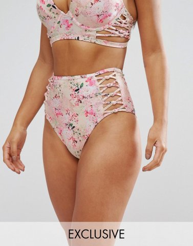 Peek & Beau Floral High Waist Bikini Bottom