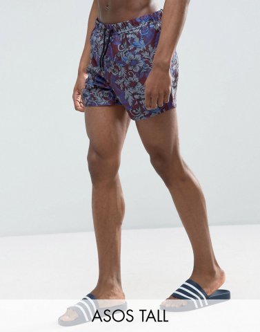 ASOS TALL Swim Shorts With Paisley Baroque Print In Short Length