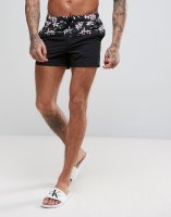 ASOS Festival Swim Shorts With Floral Cut And Sew Print In Short Length