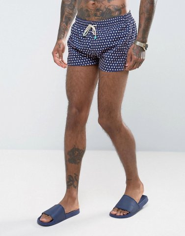 Oiler & Boiler Tuckerneck Swim Short In Polka dot Blue