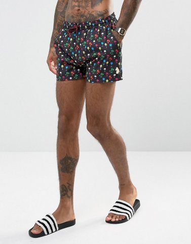 Luke 1977 Neon Palm Print Swim Shorts