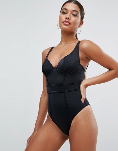 ASOS Panelled Underwired Swimsuit