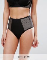 Wolf & Whistle Dot Mesh Tummy Control High Waist Bikini Bottom