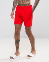 ASOS Swim Shorts In Red Mid Length