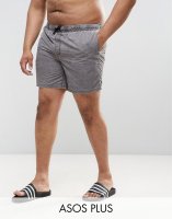 ASOS PLUS Swim Shorts In Dark Green Acid Wash In Mid Length