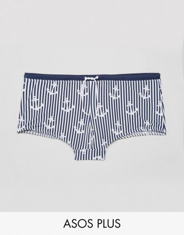 ASOS PLUS Swim Hipsters With Anchor Print