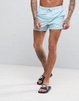 ASOS Swim Shorts In Light Blue Short Length