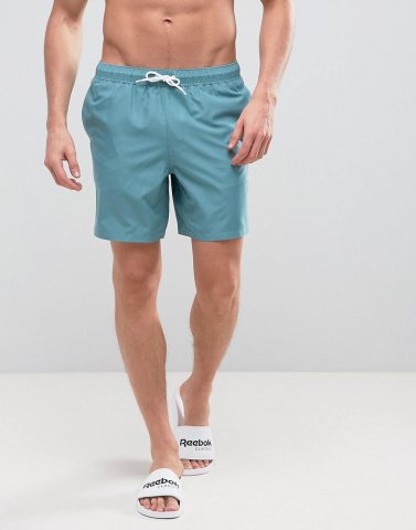 ASOS Swim Shorts In Teal Mid Length