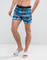 Bershka Swim Shorts In Blue Floral Print