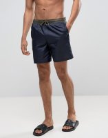 ASOS Swim Shorts In Ripstop Nylon In Navy In Mid Length