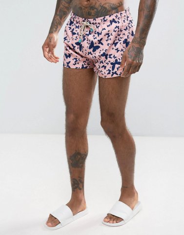 Oiler & Boiler Chevy Swim Shorts With Butterfly Print In Pink