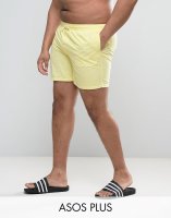 ASOS PLUS Swim Shorts In Yellow Mid Length