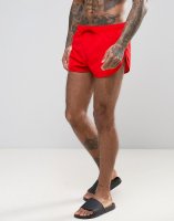 ASOS Swim Shorts With Extreme Side Splits In Red Super Short Length